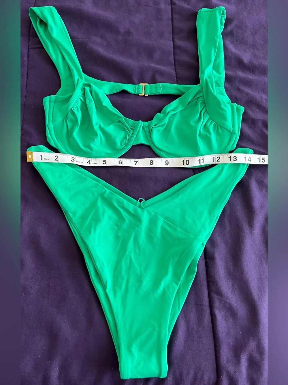 L*Space Bikini Set Stella Top & Low Tide Bottom XL Jade Green Resortwear Swim